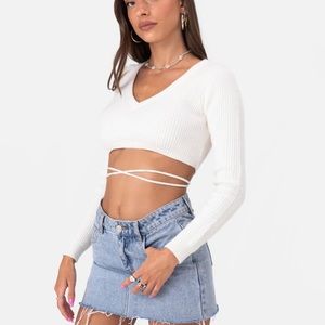 NWT Tie-Strings Knitted Cropped Sweater